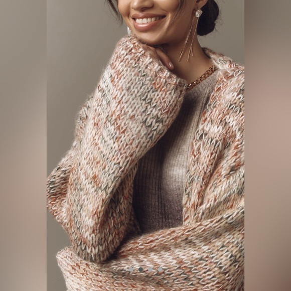 NWT BY ANTHROPOLOGIE SHINE KNIT OPEN FRONT LONG DUSTER CARDIGAN SWEATER ONE SIZE - Picture 2 of 16